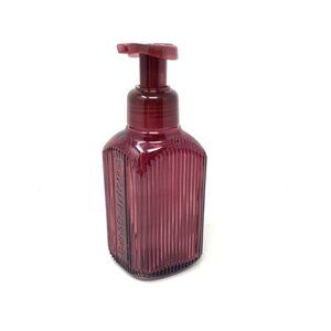 Bath & Body Works Maroon Vertical Lines Foaming Hand Soap Dispenser Glass